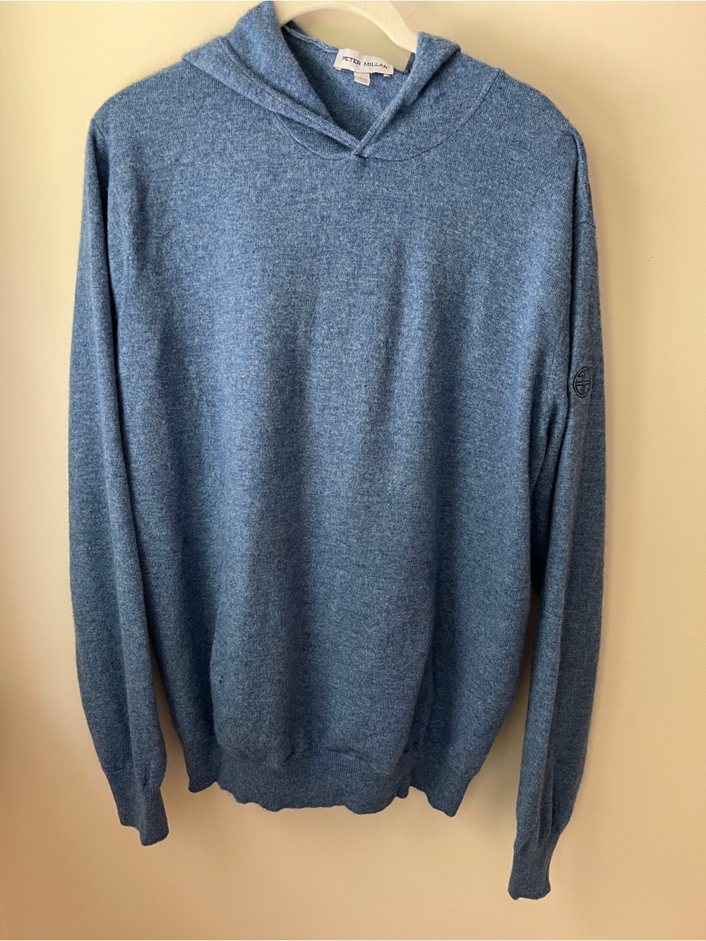 Peter Millar Blue Hooded Cashmere Hoodie Golf Sweater